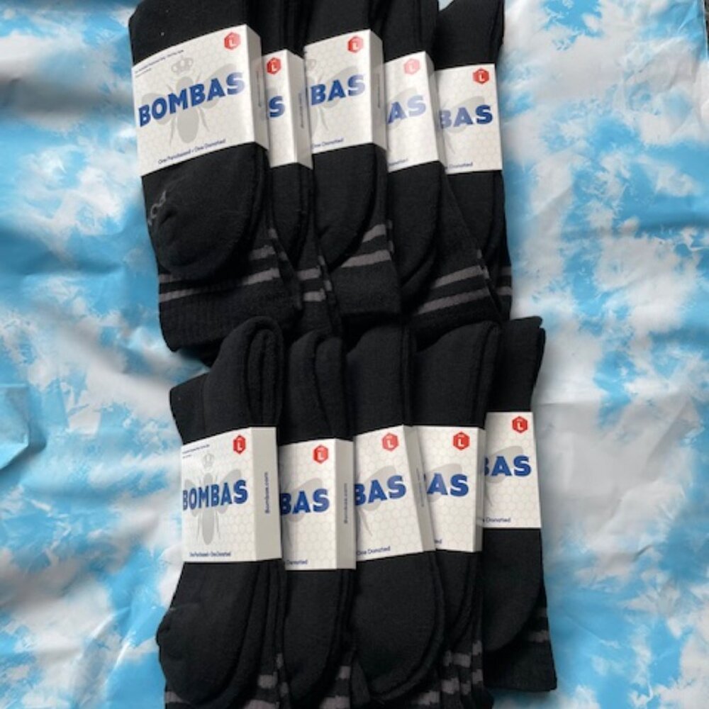 Large Bombas Socks Bundle x 10 pairs Half Calf Black MENS ATHLETIC DEAL NWT